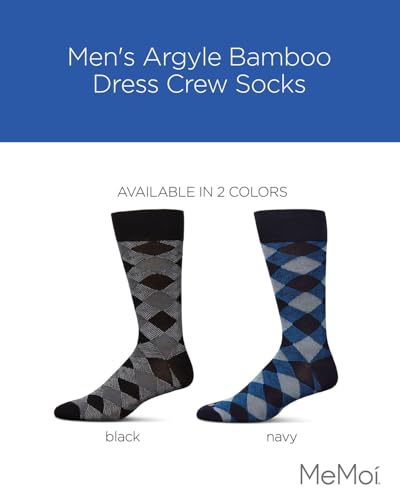 MeMoi Men's Argyle Rayon Dress Crew Socks2