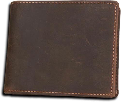 Men's Slim RFID Blocking Bifold Wallet Genuine Leather Minimalist Western Design with Credit Card Slots Brown (Brown)4