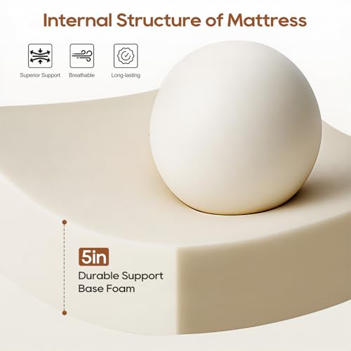 Image of FDW 5 Inch Twin Mattress, Medium Firm Base Foam, Breathable & Comfortable with Removable Washable Zipper Cover, Bed in a Box, CertiPUR-US Certified, White