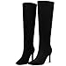 CELLENZ Womens Knee High Boots: Fashion Stiletto Heels Boots - Heeled Wide Calf Tall 2026 Booties Women - Black Suede Leather Heel Boot Night Out Dancing Size 6.5