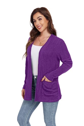 Image of GRECERELLE Womens Long Sleeve Lightweight Open Front V-Neck Casual Cardigan Sweaters Outerwear with Pockets 2025, S-2XL