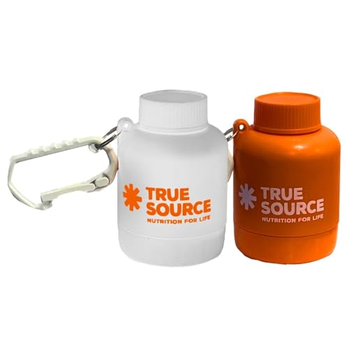 Kit 2x Chaveiro Porta Whey Protein Mini 50g - True Source (Laranja E Branco)