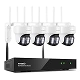 [Auto-Track & Return] XMARTO 10CH HD PTZ Security Camera System Wireless Outdoor/Indoor, Dual-WiFi 4K NVR with 4X Rotate 2K Home Cameras, NO HDD Ver.(Plug-in 24/7 Surveillance, WiFi-Relay, WYS3084)