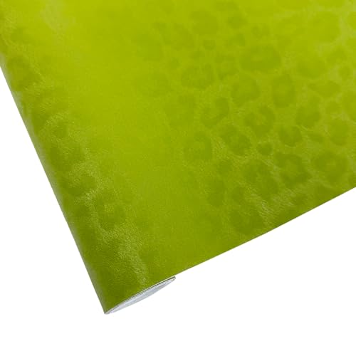 Green leopard print synthetic faux leather craft fabric
