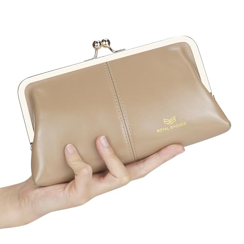 Royal Bagger RFID Kiss Lock Wallet, Solid Color Multi-card Slots Card Holder, Genuine Cow Leather Clutch Purses for Women 1468 (Apricot (2468)) by Royal Bagger - Used condition - Image 7