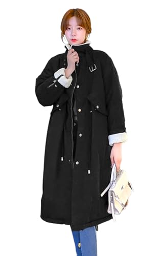 [Ｋａｙｉｙａｓｕ] ベンチコート レディース 極厚 冬 防風 ロング コート 50～90kg対応 ダウン 大きいサイズ ゆったり 膝丈 アウター 暖かい ボアジャケット (L ブラック)