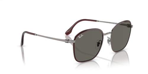 Ray-Ban RB3720 Square Sunglasses, Red On Gunmetal/Grey, 55 mm
