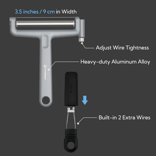 KITCHENDAO Replaceable Wire Cheese Slicer Cutter, 50% Stronger Wires with 2nd Gen Wire Fixing Mechanism, Tightness Adjustable, Easy Replacement, Dishwasher Safe, 2 Extra Wires by KITCHENDAO - Image 6