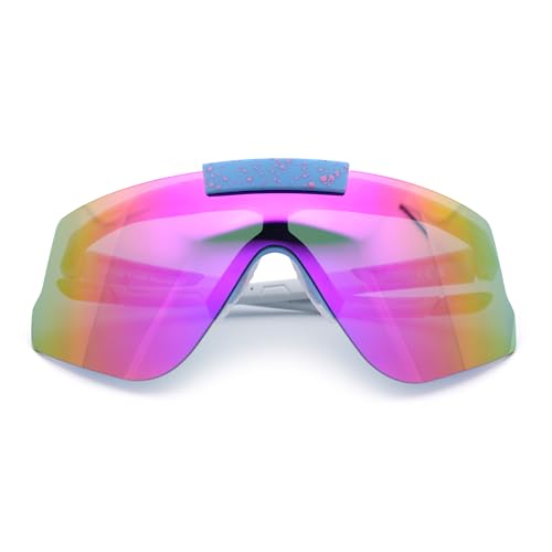 Image of SA106 Polarized Mens Flip Up Rimless Oversized Shield Plastic Sport Sunglasses