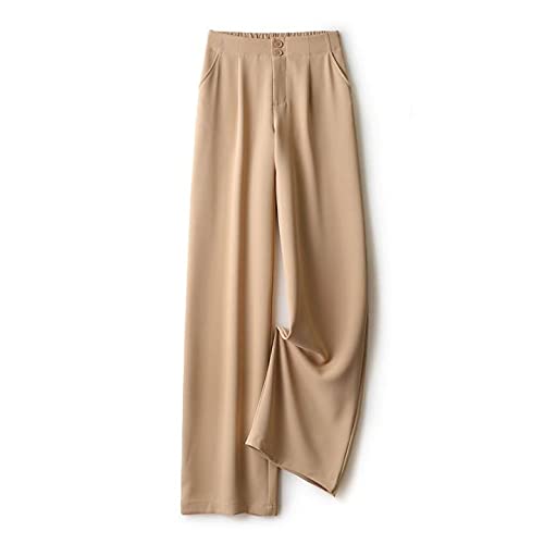 DJRH Womans Casual Full-Length Loose Pants - Elegant Work Soft High Waisted Straight Wide Leg Pants with Pockets