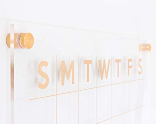 Acrylic Calendar, Champagne Gold Dry Erase Clear Acrylic Monthly Wall Calendar