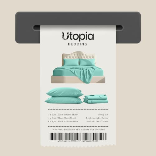 Image of Utopia Bedding Bed Sheet Set - 4 Piece Full Bedding - Soft Brushed Microfiber Fabric - Wrinkle, Shrinkage & Fade Resistant - Easy Care (Full, Spa Blue)