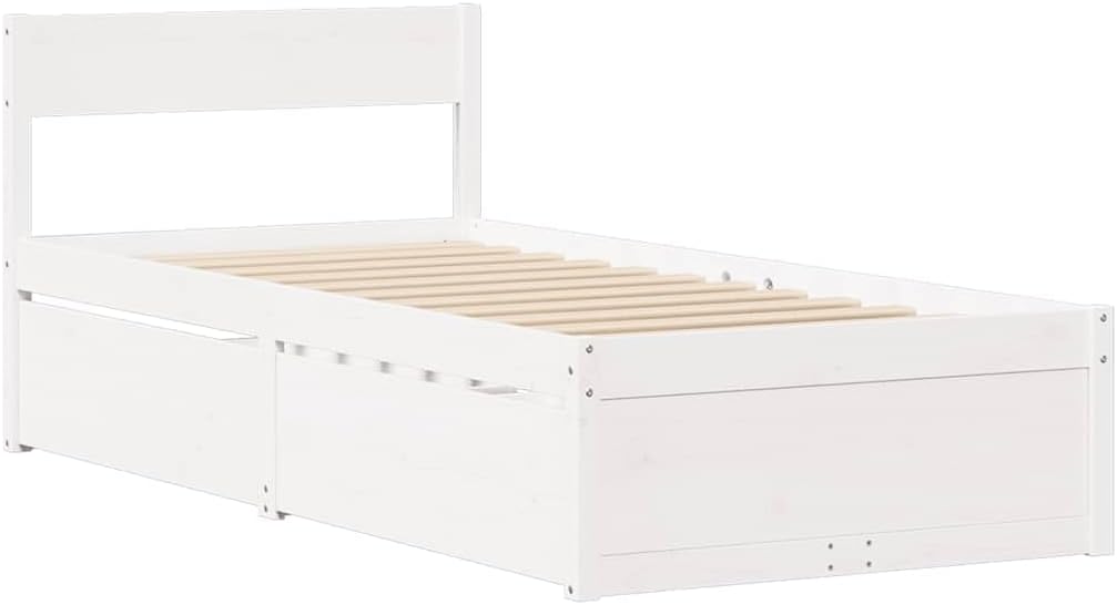 vidaXL Solid Wood Bed without Mattress White 90 x 200 cm Pine Wood