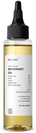 Brillare 10% Rosemary Hair Oil for Hair Growth with 10% Olive Oil & 5% Castor oil | Reduces Hair Fall | Strengthens Hair | Visible Results in 4 Weeks.