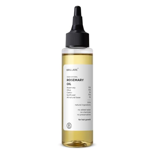 Image of Brillare 10% Rosemary Hair Oil for Hair Growth with 10% Olive Oil & 5% Castor oil | Reduces Hair Fall | Strengthens Hair | Visible Results in 4 Weeks.