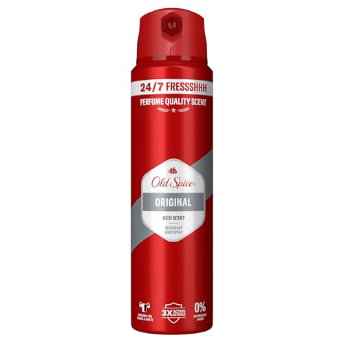 Old Spice Original Deospray für Männer 150 ml,24/7 Frischhh bei täglicher Anwendung, lang anhaltender Duft in Parfumqualität, Schutz vor Gerüchen, Ohne Aluminiumsalze, unsichtbar auf Schwarz und Weiß