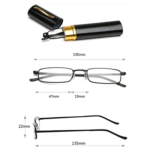 Hubeye 3 works Slim Pen Reading Glasses Tube Reader Glasses Men Women Anti Blue Light Small Reader Spring Hinged Eyeglasses with Portable Clip Case 2.00 - Image 2