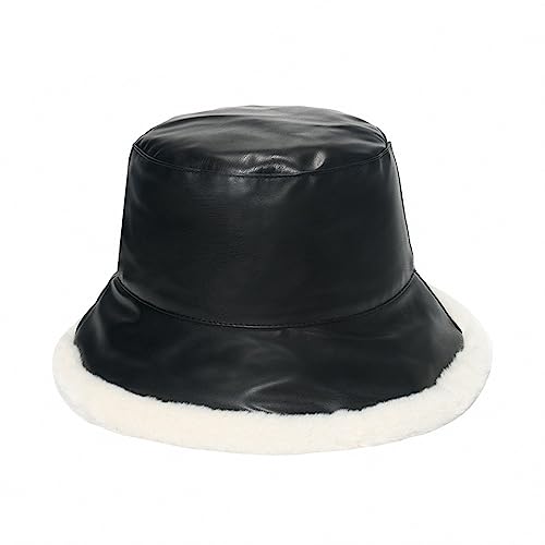 Sombrero tipo Bucket para mujer negro y beige cálido miniatura 2