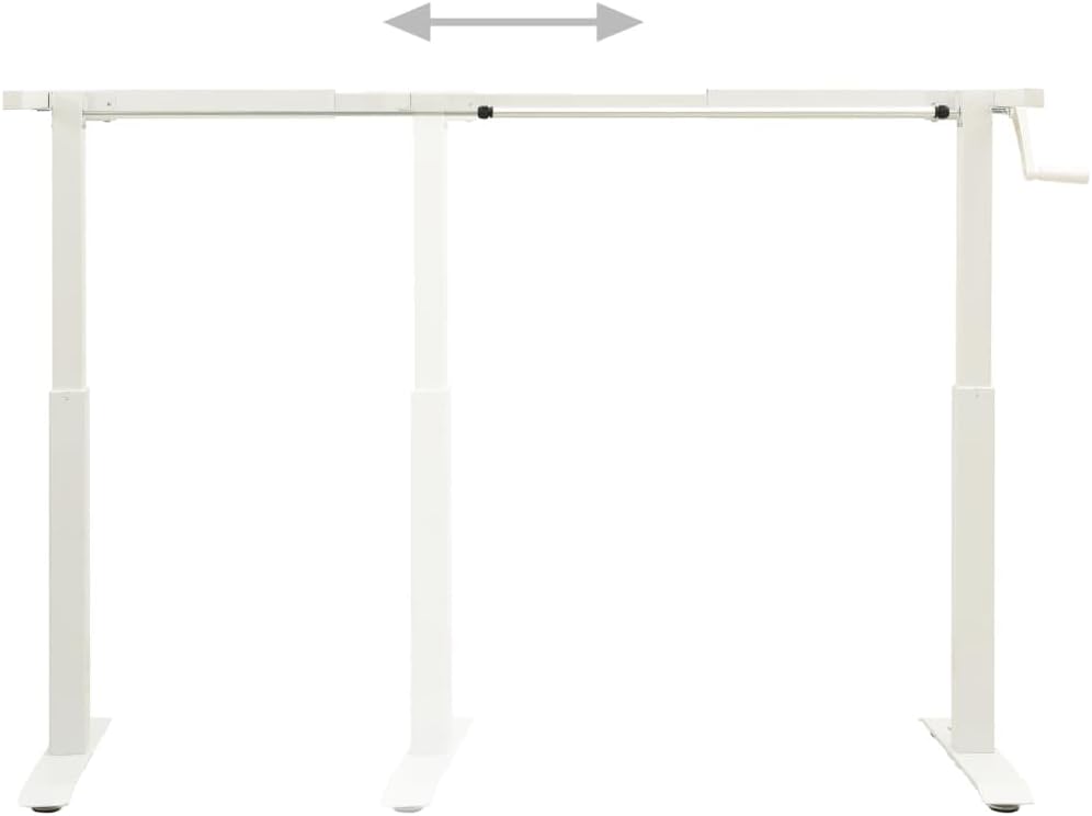 vidaXL Standing Desk Frame, Adjustable Desk Legs with Hand Crank System, Stand up Desk Base, Standing Frame for Computer Desks Home Office, White