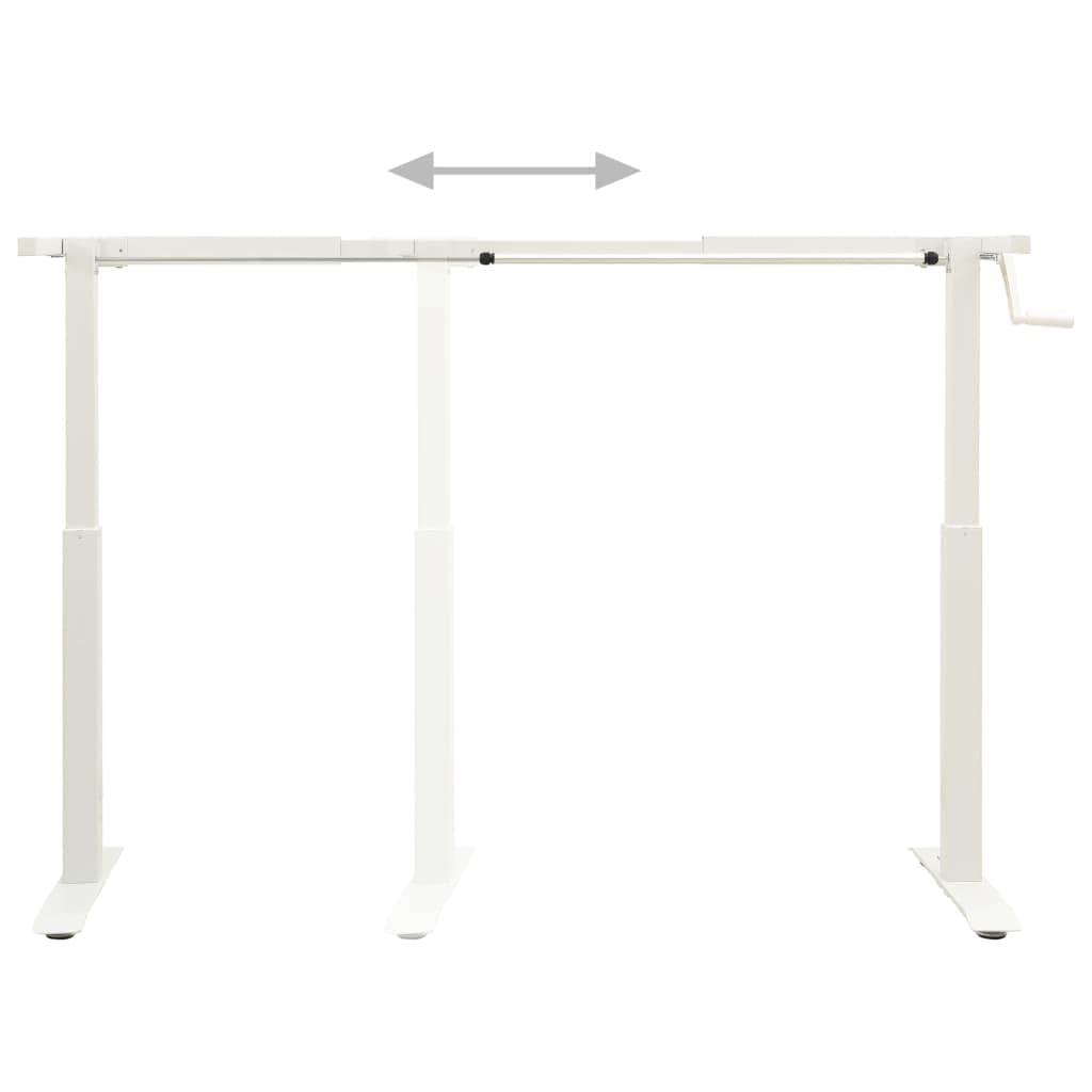 Struttura da scrivania regolabile manualmente in acciaio al carbonio bianco con manovella, larghezza 102-160 cm, altezza 71-113 cm, per postazione di lavoro, ufficio, casa, ergonomica
