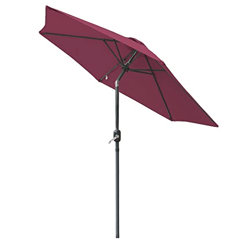 Parasol Jardín 2,5M Sombrilla Terraza Redonda Burdeos con Manivela CLSDRZC