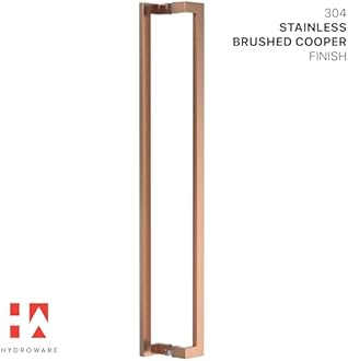 Modern Contemporary Long Stainless Steel Push Pull Door Handle for Home Entrance Glass Shower Wooden Barn & Office Store Shop Doors - Copper - 48 Inches