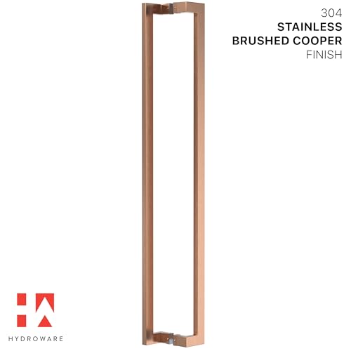 Modern Contemporary Long Stainless Steel Push Pull Door Handle for Home Entrance Glass Shower Wooden Barn & Office Store Shop Doors - Copper - 48 Inches