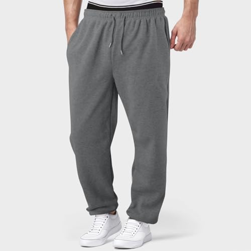 Sweatpants for Men, Baggy Sweatpants Men Fleece Straight Leg Casual Pants Elastic Waist Athletic Jogger Sweat Pants4