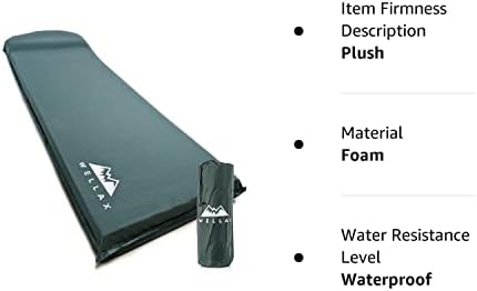 WELLAX Sleeping Pad - Foam Camping Mats, Fast Air Self-Inflating Insulated Durable Mattress for Backpacking, Traveling and Hiking - Ultrathick All-Weather Foam Pad with Build in Pillow (Green-3") 6 WELLAX Sleeping Pad - Foam Camping Mats, Fast Air Self-Inflating Insulated Durable Mattress for Backpacking, Traveling and Hiking - Ultrathick All-Weather Foam Pad with Build in Pillow (Green-3")