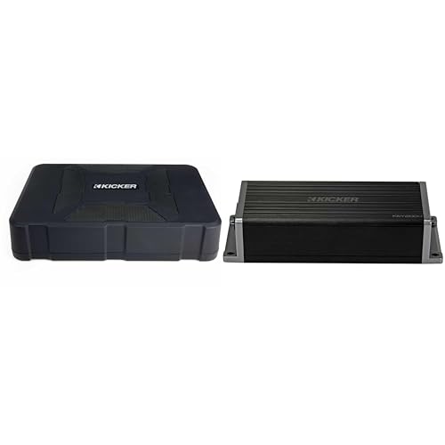 Kicker 47KEY2004 4-Channel DSP Smart Amplifier, 4x50W w/ 51HS8 Hideaway Compact Powered Subwoofer Enclosure with 8-Inch Subwoofer HS8 Bundle