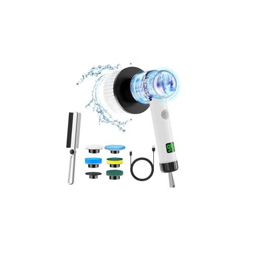 Cepillo de Limpieza eléctrico,Cepillo Limpieza Hogar con 7 Cabezales de Cepillo 2 Modos, Cepillo Electrico Limpieza Hogar con Indicador LED IPX7 Resistente al Agua para Baño Suelo Azulejos COC