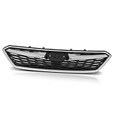 PIT66 Bumper Grille Grill Molding Trim Assembly Compatible with Subaru Impreza 2017-2019 SU1200170, SU1212105, SU1213105, SU1202104, 91122FL00B, 91123FL03B, J1010FL300, 91123FL00B Chrome & Black