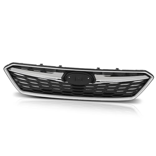 PIT66 Bumper Grille Grill Molding Trim Assembly Compatible with Subaru Impreza 2017-2019 SU1200170, SU1212105, SU1213105, SU1202104, 91122FL00B, 91123FL03B, J1010FL300, 91123FL00B Chrome & Black