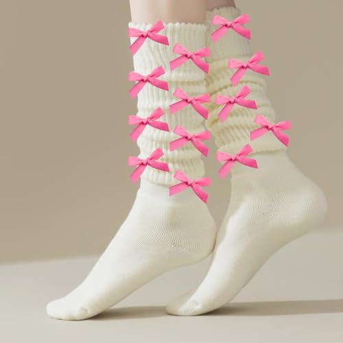 Image of 30pcs Bow Charms for Socks Mini Ribbon Bow Junk Socks Charms Brooch Pins Girly Y2K Decorative Pins for Shoes Shirts Hats Socks Gloves Crafts Coquette Safety Pins Accessories Bulk (Hot Pink)