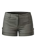 MixMatchy Women's Casual Body Enhancing Comfort Cuffed Shorts with Pockets Charcoal S