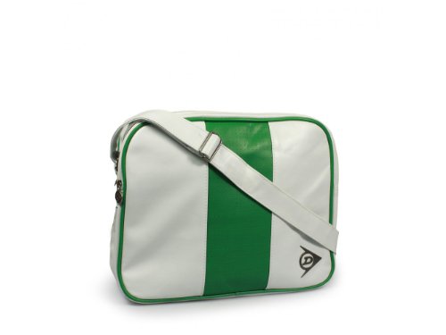 Dunlop GREEN FLASH Double Zip Shoulder Bag White & Green