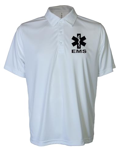 Smart People Clothing EMS Polo with Reflective Designs Front and Back, Performance Polo w/Moisture Wicking Technology