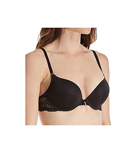 Smart & Sexy Women s Add 2 Cup Sizes Push-Up Bra, Black Hue with Lace Wings, 36B