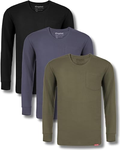 Kingsted Long Sleeve Pocket T-Shirts for Men - Super Soft 100% Heavyweight Cotton - Well-Crafted Classic Comfort Fit - Main Image