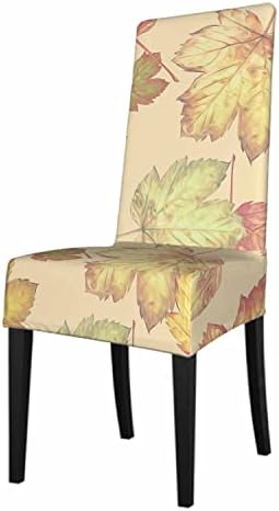 Numland Autumn Leaves Chair Seat Cover Gradient Orange Yellow Faded Fall Maple Leaf Polyester Stretchable Decor for Home, Banquet, Dining Room, Hotel, Ceremony1 Pack