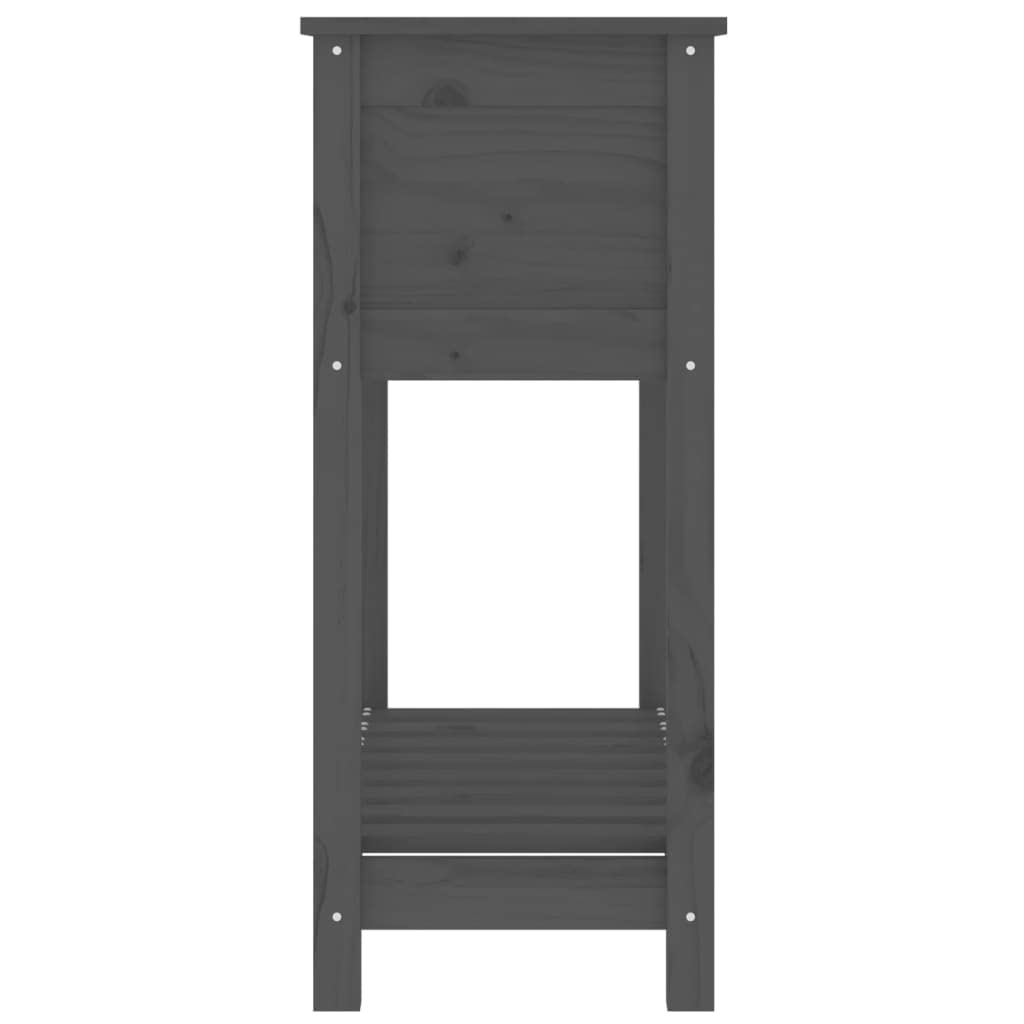 Fioriera Rialzata con Mensola in Legno Massello Grigio 82,5cm | Vaso rialzato ergonomico per orto sul balcone o patio, con ripiano inferiore per terriccio e attrezzi.
