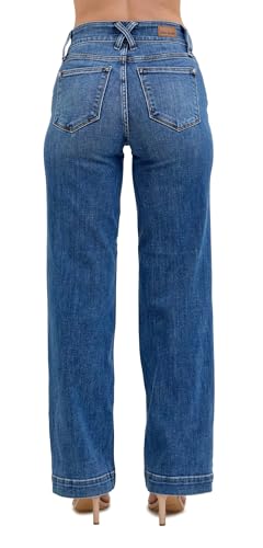 Judy Blue Women's High-Rise Double Button Waistband Wide Leg Jeans2