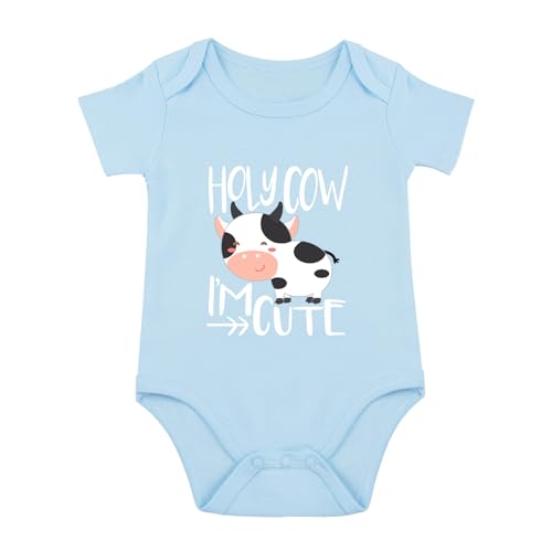 SproutJoy Holy Cow Im Cute Baby Onesie Holy Cow Baby Bodysuit Cute Baby Onesie Cow Romper Baby Unisex Clothes 3M