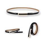 CB Women's Fashion Elegant Skinny Patent Leather Belts Waistband Thin Waist Belt With Gold Color All