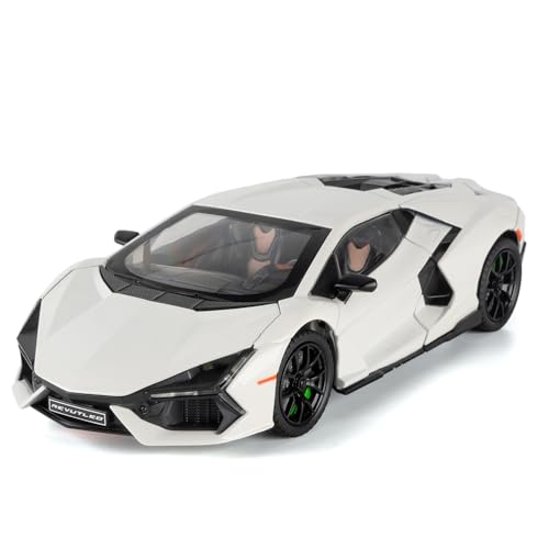 Modelo de coche Lambo Revuelto 1:24 blanco con luz y sonido miniatura 1