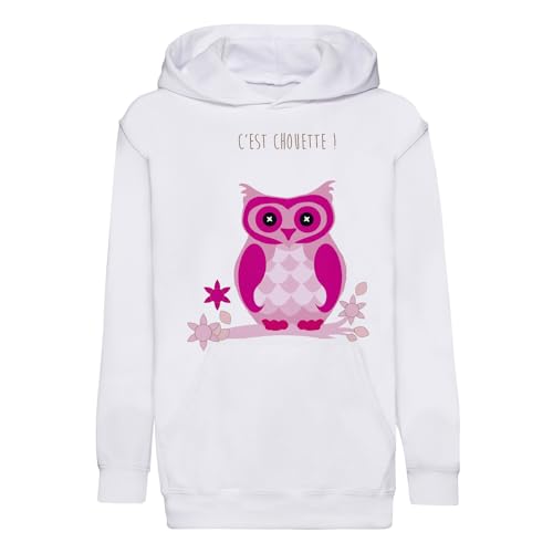 Sweat à capuche enfant chouette rose vêtement premium coton fille