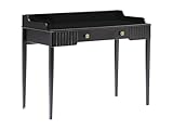 Bureau console avec 1 tiroir - Structure : MDF - Coloris : Noir mat - Dimensions : L110 x P60 x H85 cm - Style : Romantique - Osez travailler à la maison avec le bureau console RENEVI !