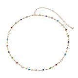 XAGMODSHN Leuchtender Regenbogen Kristall Körperschmuck, stilvolles Taillen Accessoire für Kleider, Feiern und Alltagsmode – trendige, modische Körperkette für Frauen