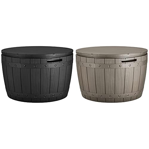 Yitahome 33 Gallon Round Deck Box, Outdoor Storage Box,Patio Table For Cushion, Pool Accessories, Outdoor Toys, Black & 33 Gallon Round Deck Box, Outdoor Storage Box, Pool Accessories, Outdoor Toys #TOP16