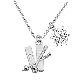 [DEARMAMY] 女性用クリエイティブ雪結晶ペンダントネックレス 滑雪板モチーフ 首元アクセサリー ファッションコーデに映えるシンプルデザイン